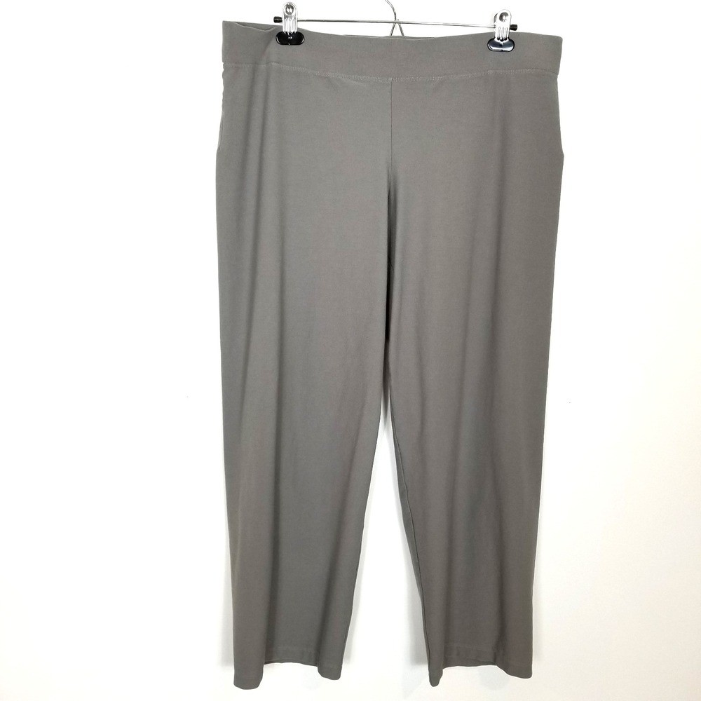Eileen Fisher Washable Stretch Crepe Ankle Pants XL Gray Pull On Casual Office